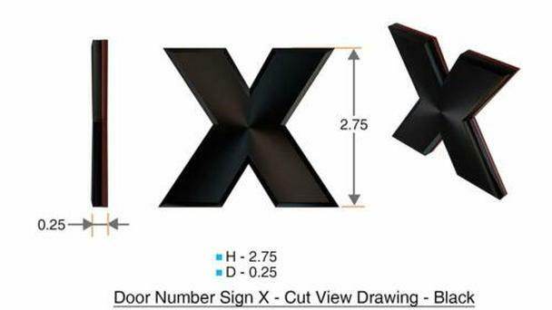 1 PCS – Apartment Number Sign/Mailbox Number Sign,Letter X (Black,3D…ref0420