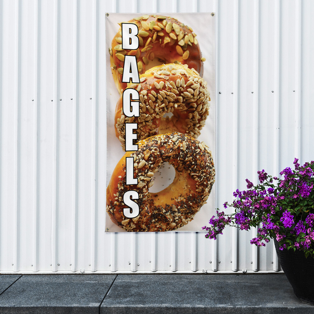 Vertical Vinyl Banner Multiple Sizes Bagels Food and Drink Restaurant and Food