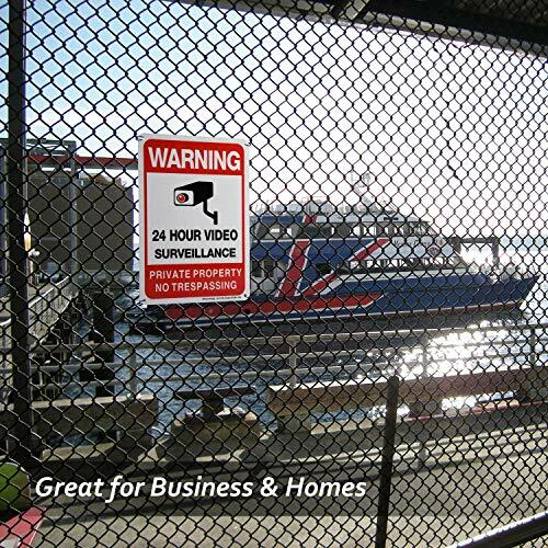 4-Pack Private Property No Trespassing Sign Video Surveillance Signs Outdoor
