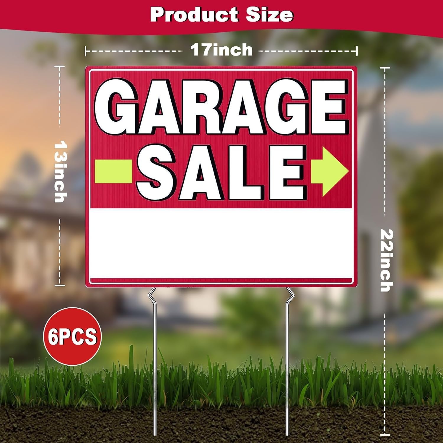 Garage Sale Signs, 17&Prime; x 13&Prime;, 6 Pcs Double Side Garage Sale Sign with Stakes …