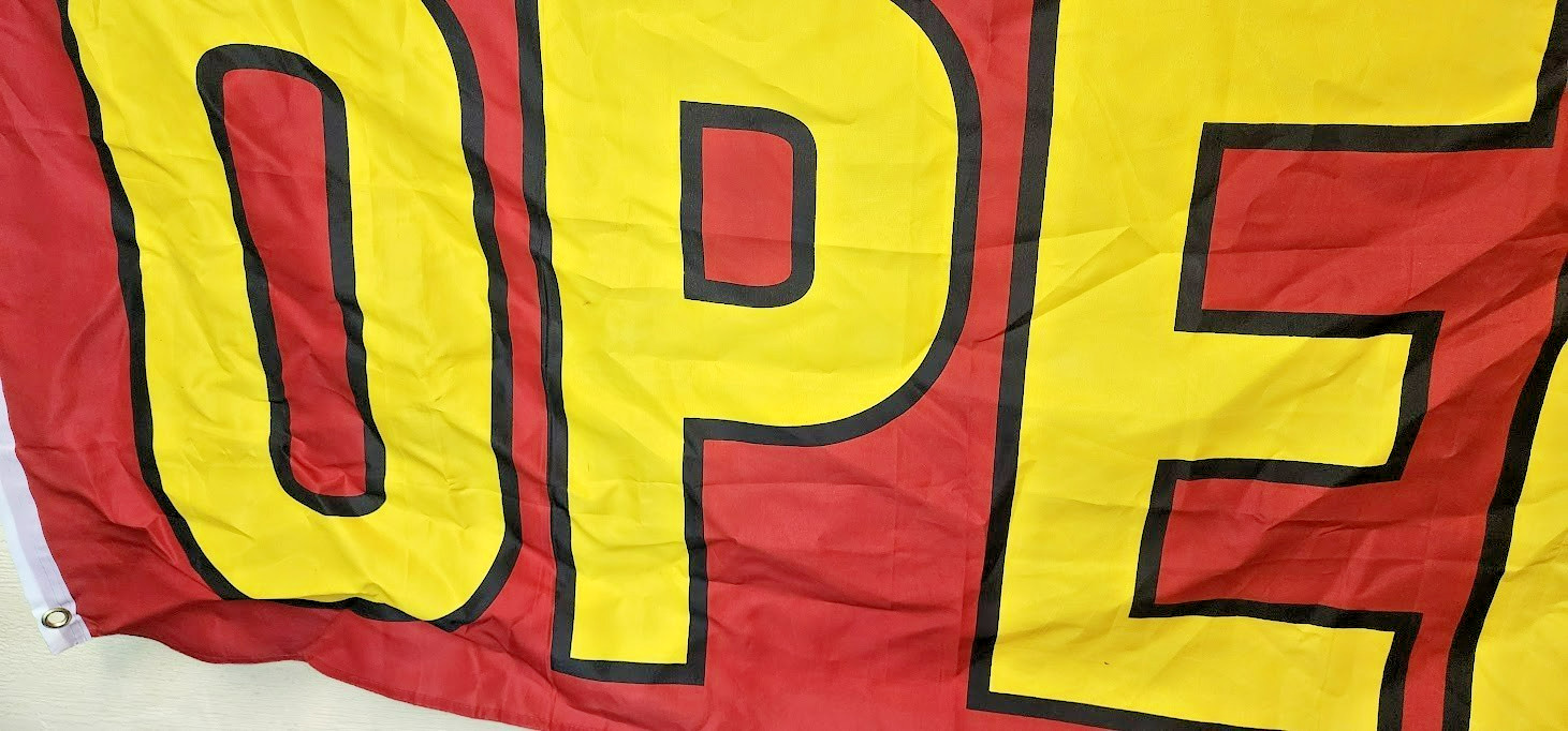 Now Open Flag 3x5ft We&rsquo;re Open Open Sign Welcome Open Now Red Yellow Flag Banner