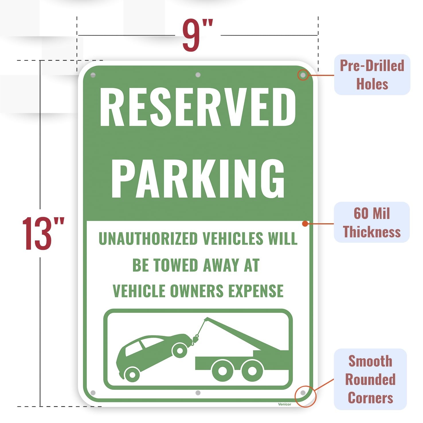 1 PCS Reserved Private Parking Only Sign 13×9 Inch Aluminum Metal Board