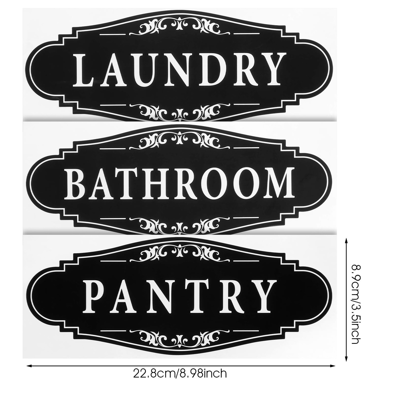 3PCS Laundry Room Sign Bathroom Pantry Door Signs Sticker, -Adhesive Bathroom…