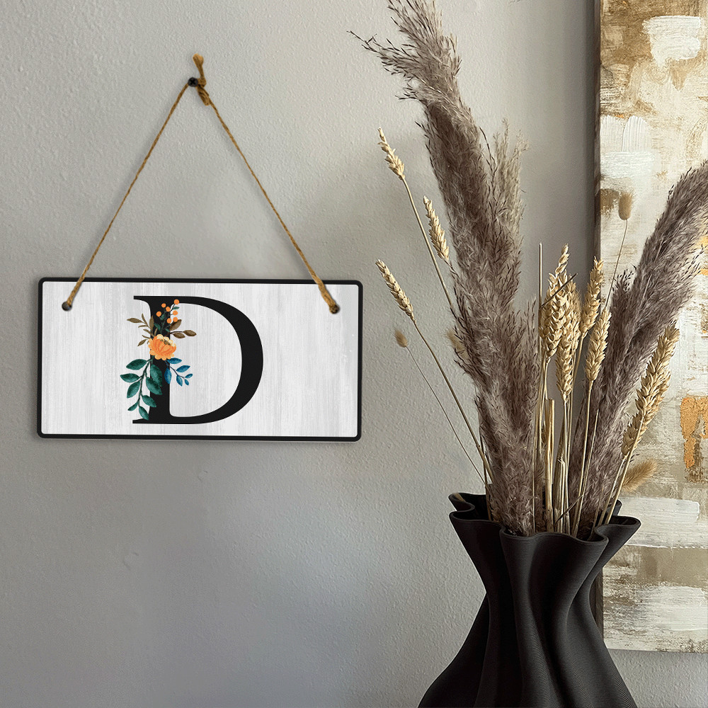 D Flower Decor 5×10 Hanging Wall or Door Sign | Alphabet Letter Room Decoration