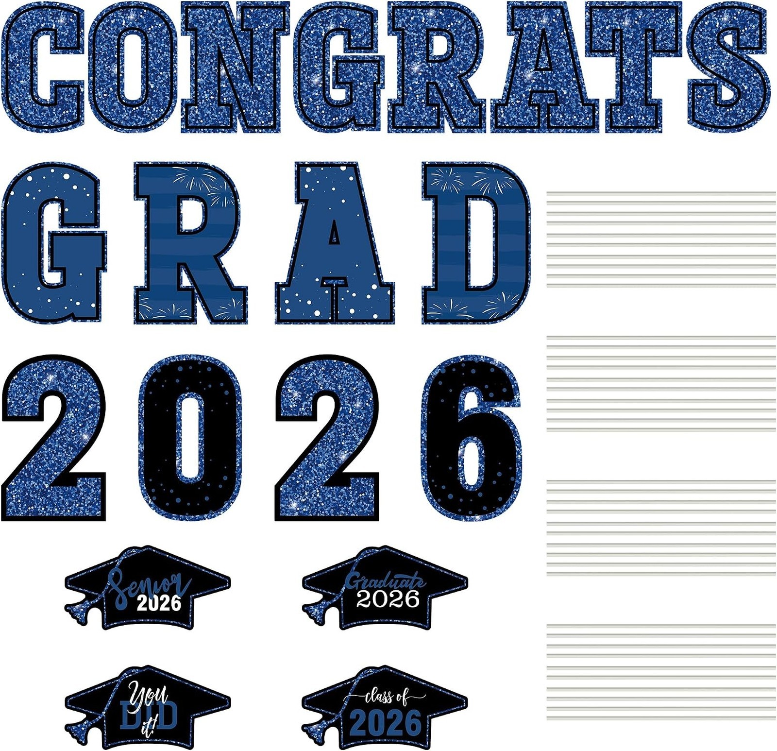 Graduation Yard Signs 2026 Set of 20 Blue Congrats Grad Lawn Stakes Outdoor