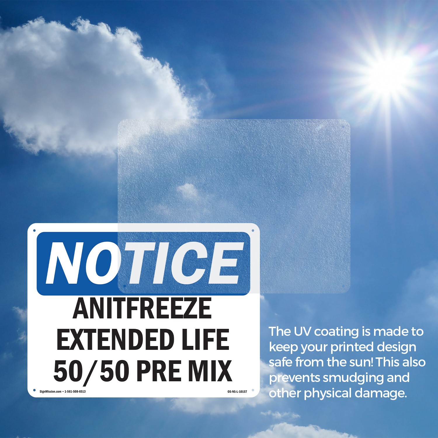 Antifreeze Extended Life 50 50 Pre Mix OSHA Notice Sign Or Decal – 5 or 10 Pack
