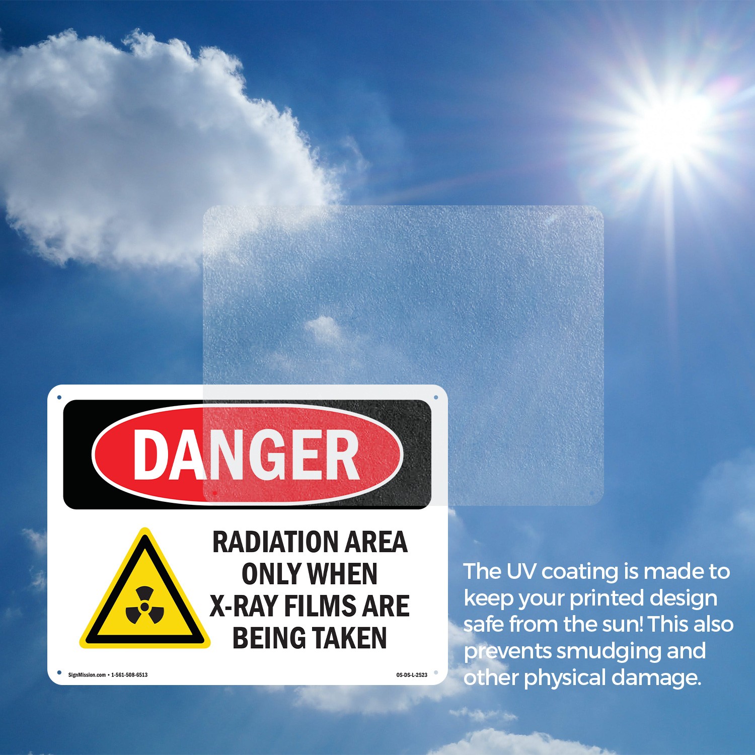 Radiation Area Only When X OSHA Danger Sign Metal, Plastic, Decal 5 or 10 Pack