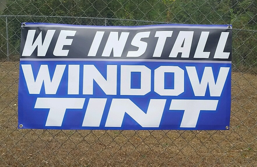 2&rsquo;x4&prime; WE INSTALL WINDOW TINT Banner Open Sign Display Tinting Limo Dark Chrome