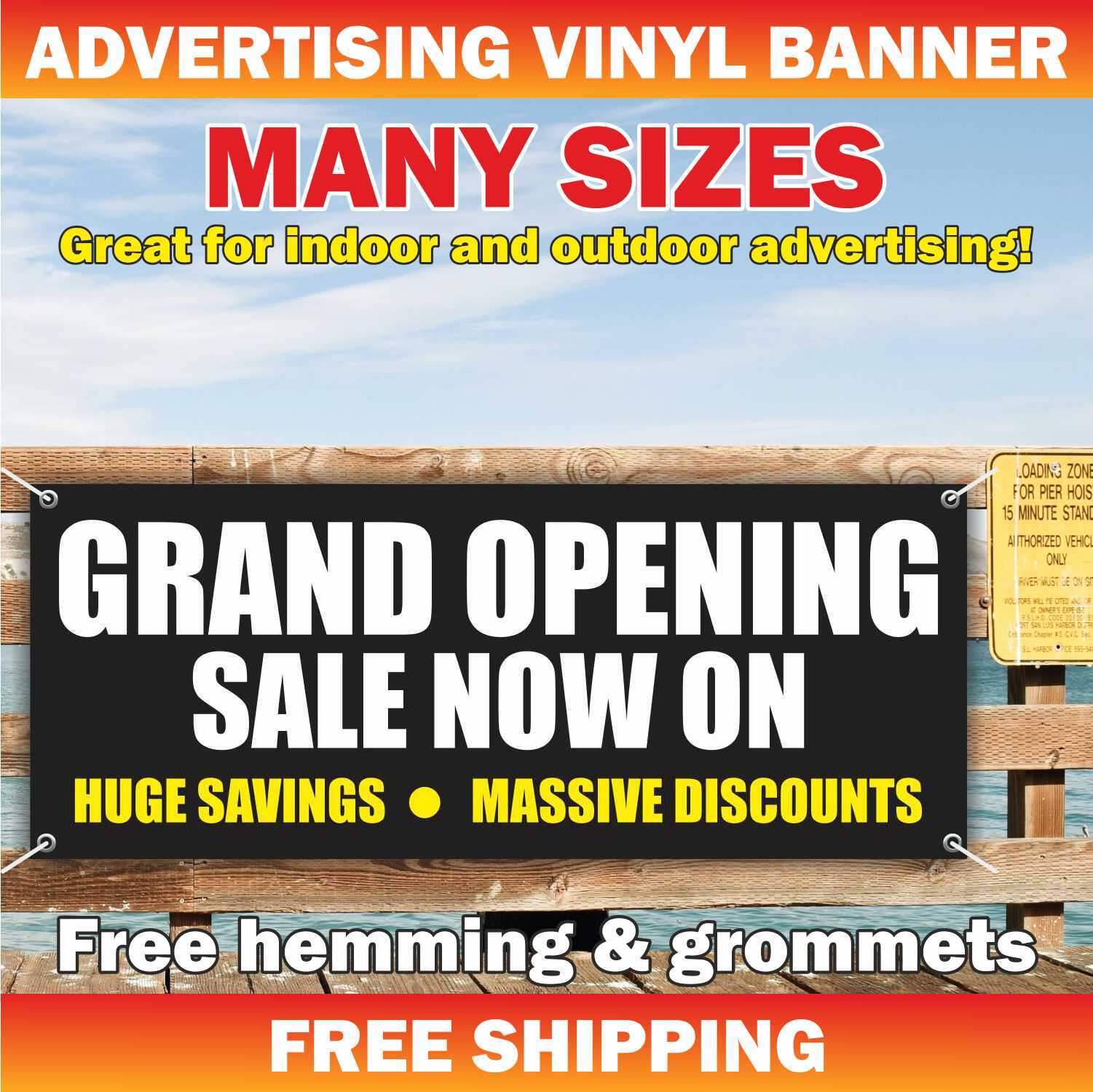 GRAND OPENING SALE NOW Advertising Banner Vinyl Mesh Sign HUGE SAVINGS DISCOUNTS
