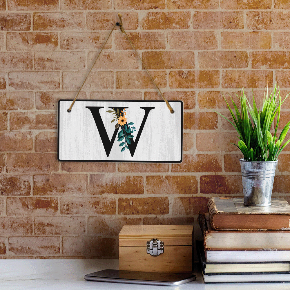 W Flower Decor 5×10 Hanging Wall or Door Sign | Alphabet Letter Room Decoration
