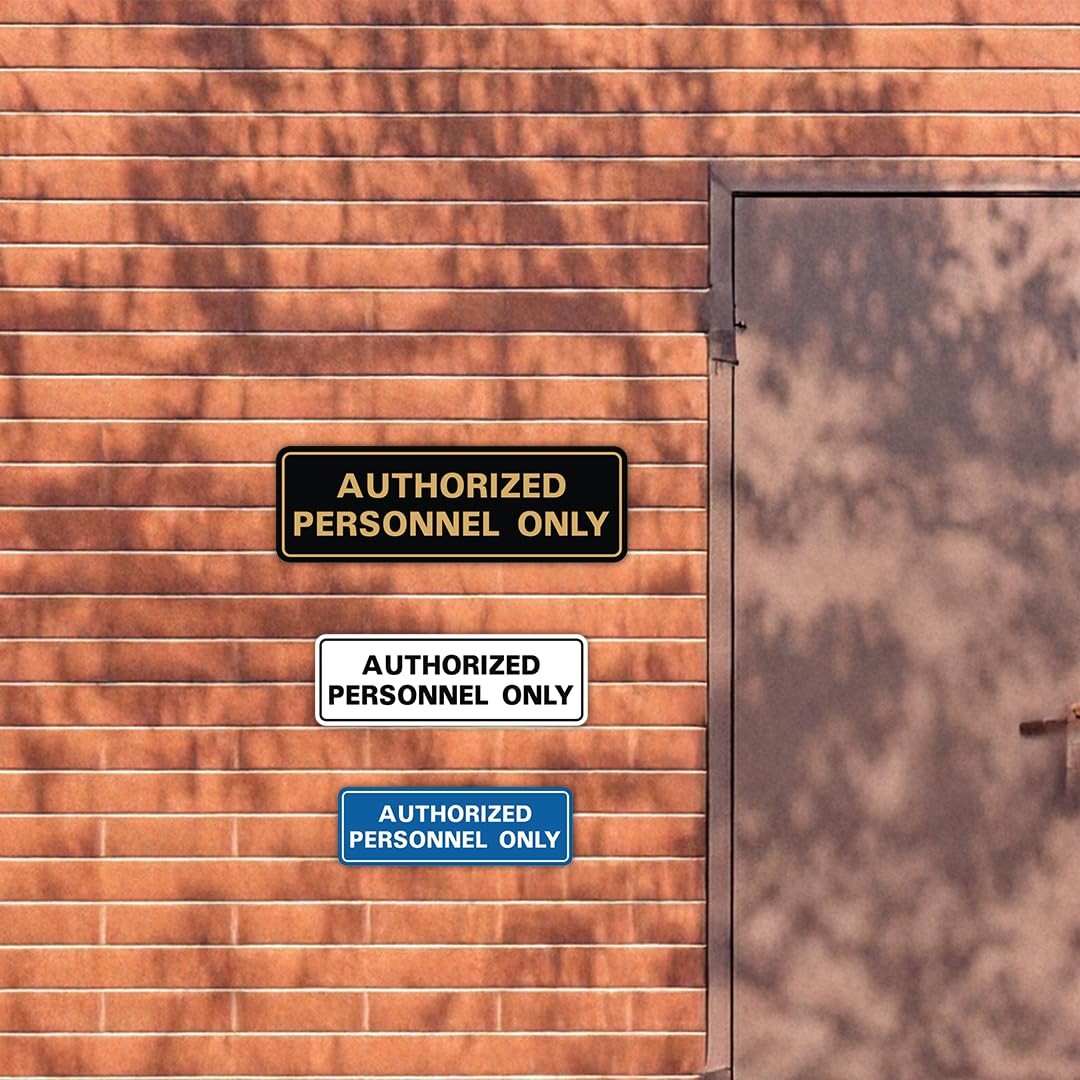 1 Pack Standard Authorized Personnel Only Wall Door Sign, White Small Secure Set