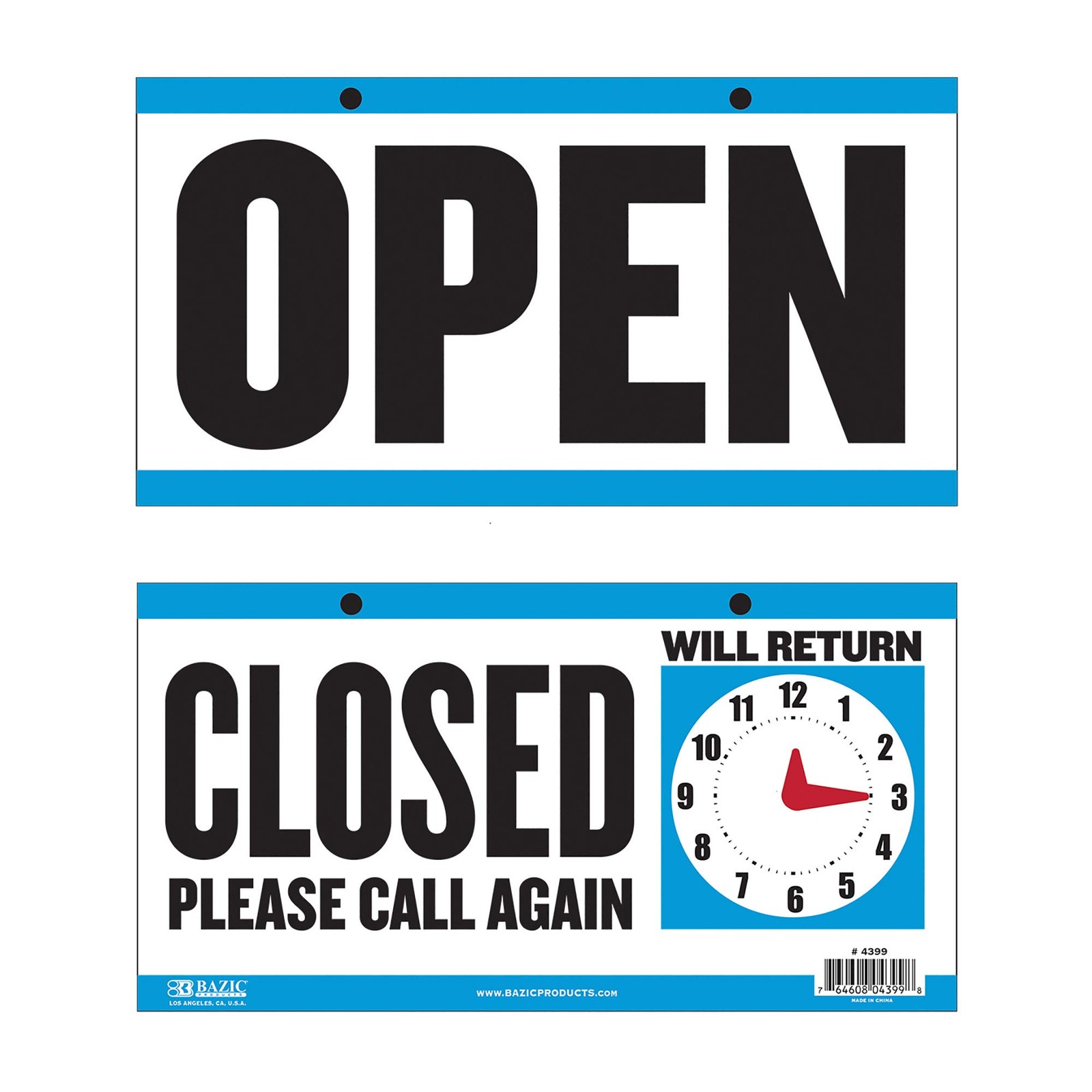 Double Sided Closed/Open Clock Sign with Movable Clock Hands for Hotel Store