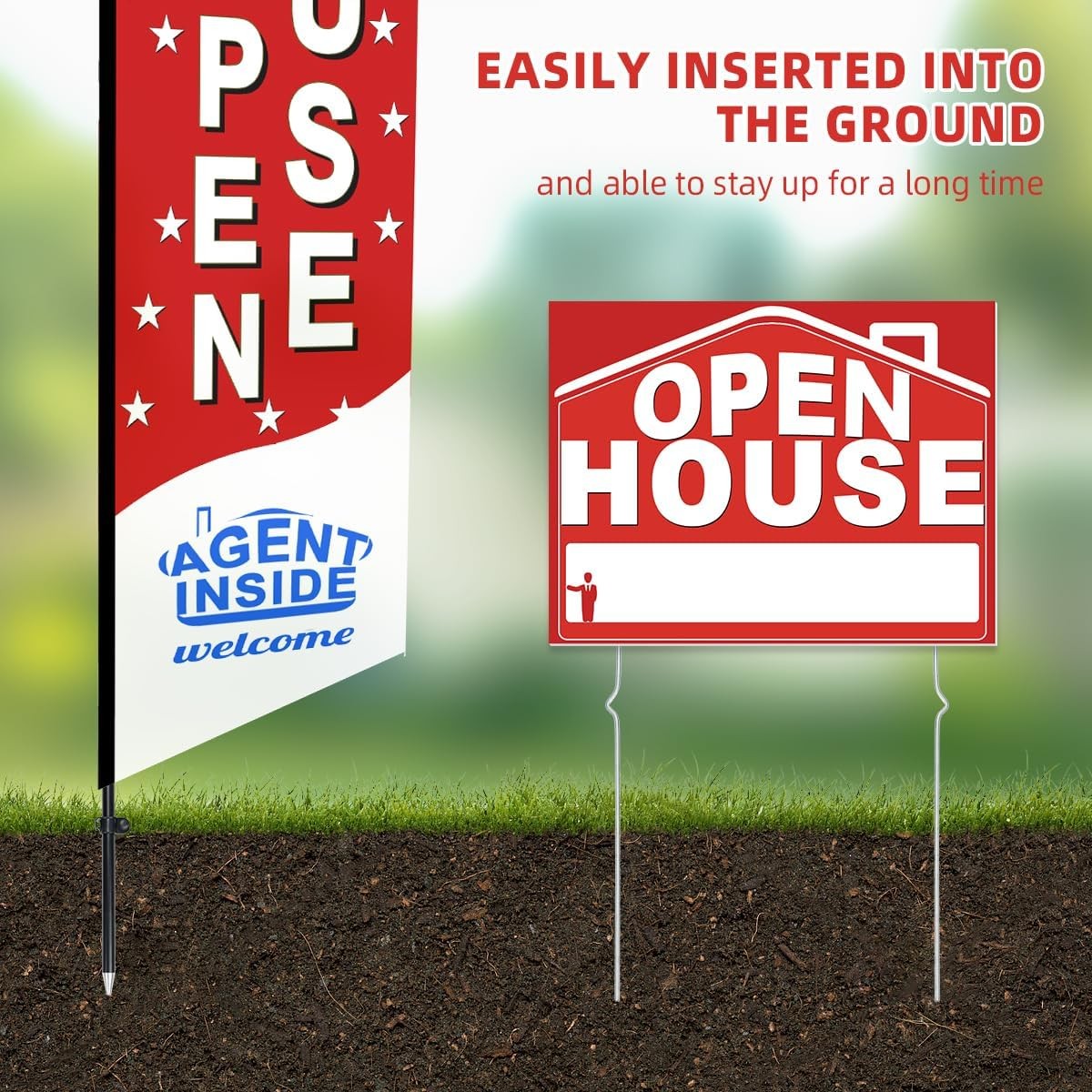 56 Piece Open House Signs for Real Estate Kit, 1 Open House Flag, 9 Double-Sided