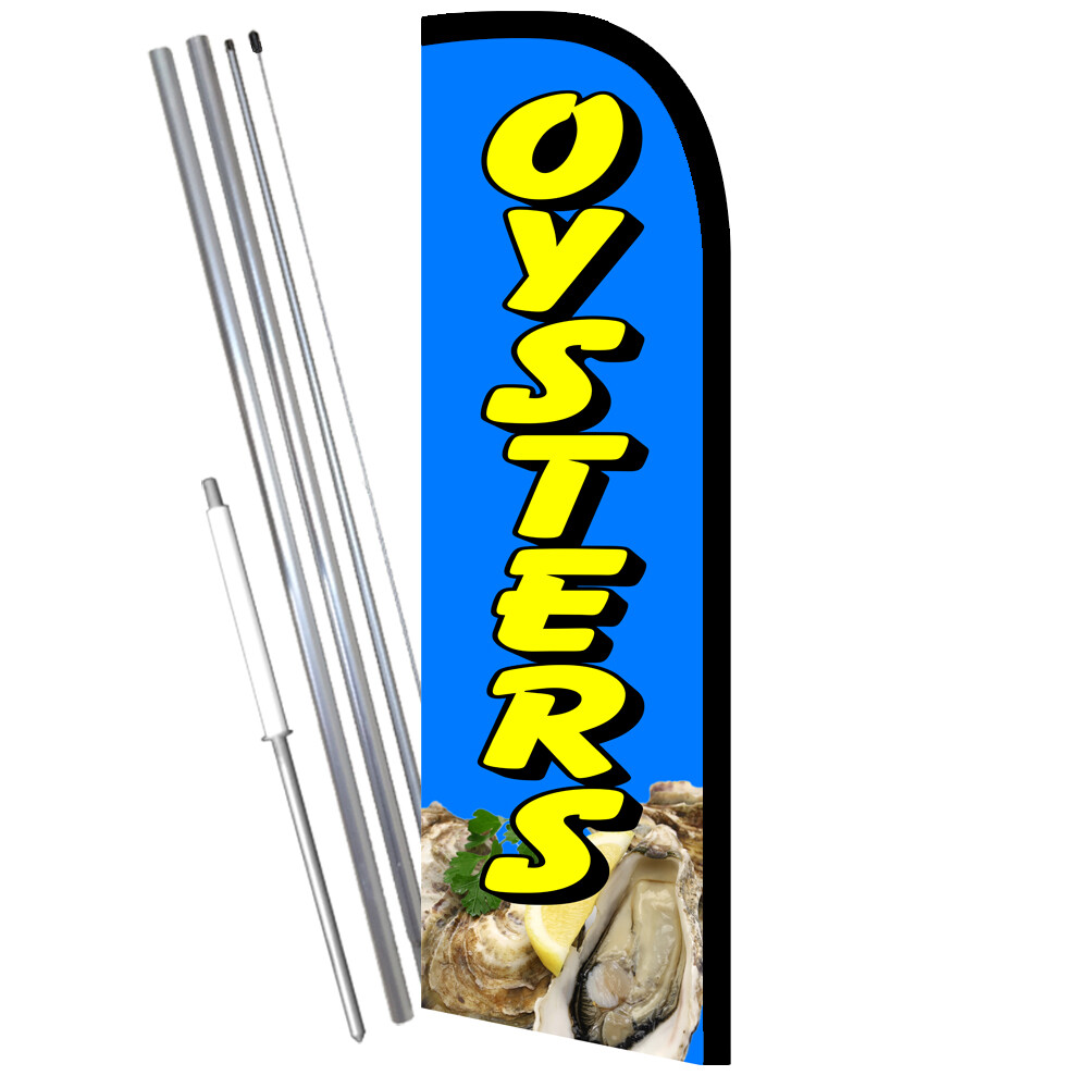 OYSTERS Premium Windless Feather Flag Bundle (Complete Kit) OR Optional Replace