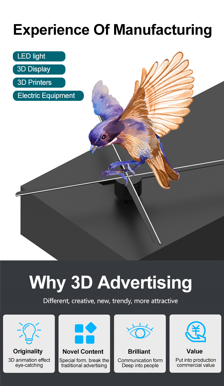 Creative Advertising HD Holographic 3D Display LED Hologram Fan for Commercial