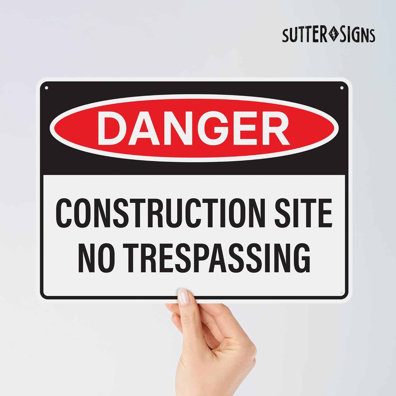 4pcs Danger Construction Site Sign 14×10 inch, Plastic Sign for Construction Sit