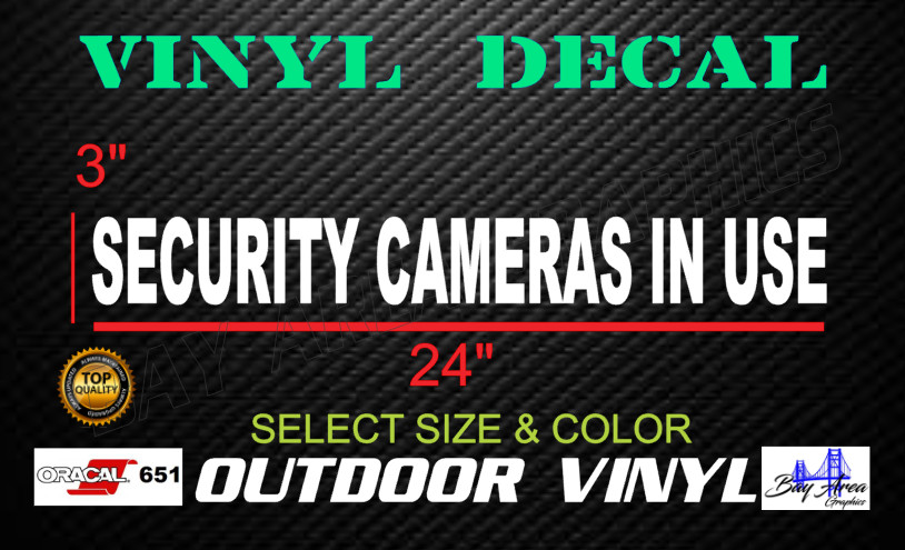 Security Cameras In Use Sticker 2 Pack Outdoor Window Vinyl Sign USA