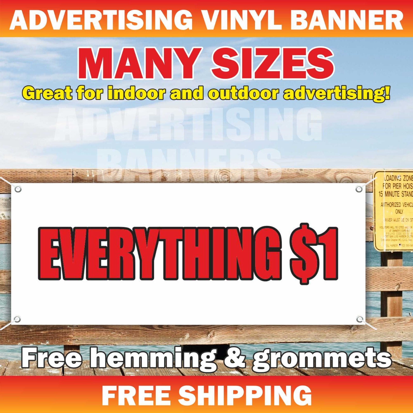 EVERYTHING $ 1 Advertising Banner Vinyl Mesh Sign sale store shop discount buy