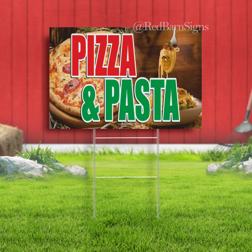 PIZZA PASTA Advertising Yard Sign food bar buffet restaurant burger