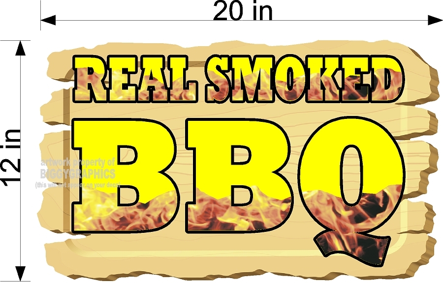 12&Prime; X 20&Prime; FULL COLOR VINYL DECAL WOODEN SIGN LOOK REAL SMOKED BBQ BARBECUE