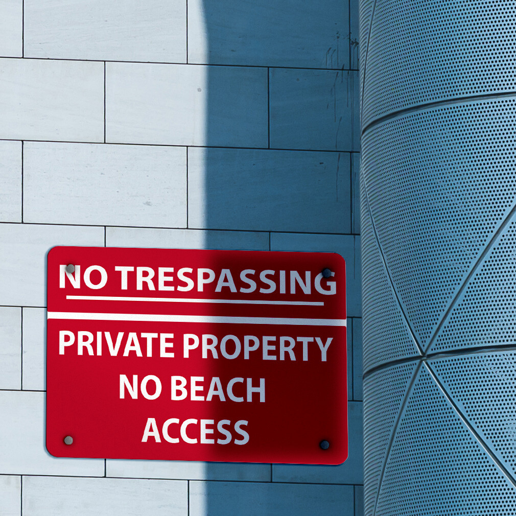 Aluminum Horizontal Metal Sign No Trespassing Private Property Beach Access Home