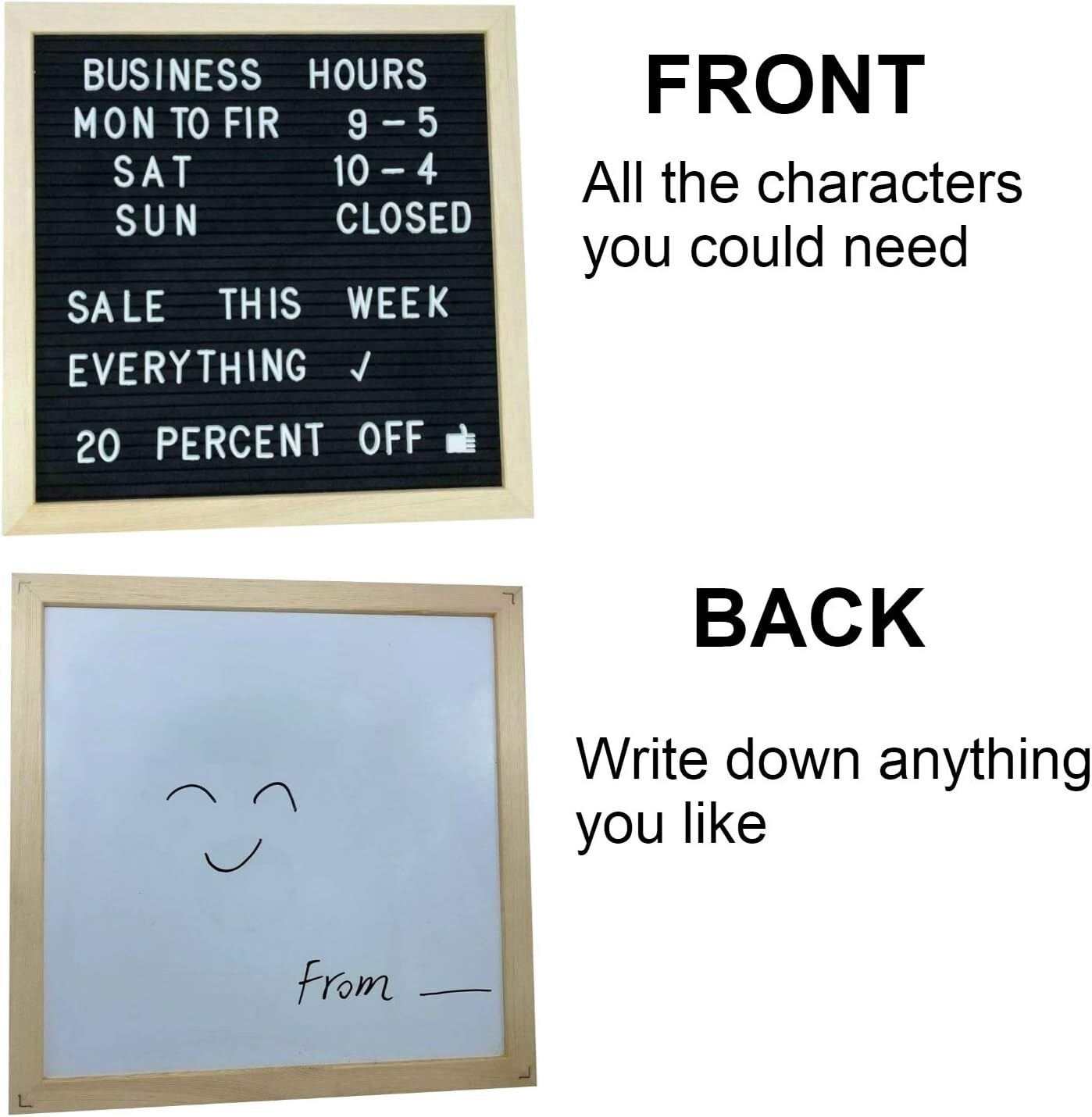 10×10 Inch Wooden Open Closed Sign with 298 Letters for Business Customization