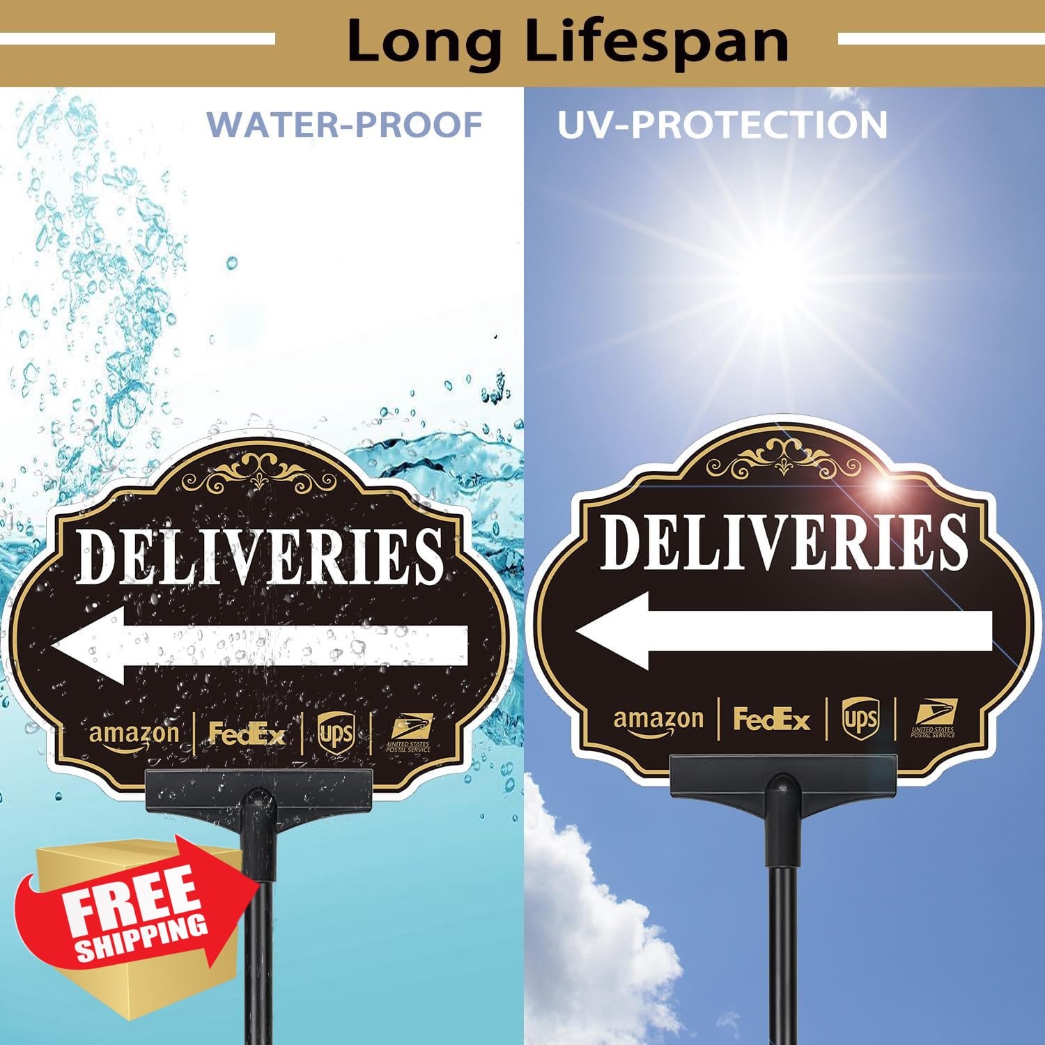 Folyming Left Arrow Yard Sign 10&Prime;x7&Prime; w/ 19&Prime; Stake