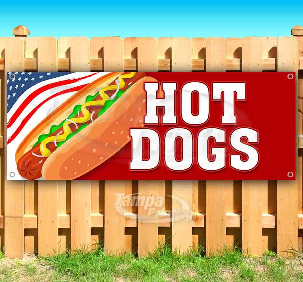 HOT DOGS Advertising Vinyl Banner Flag Sign Many Sizes USA BUSINESS FOOD