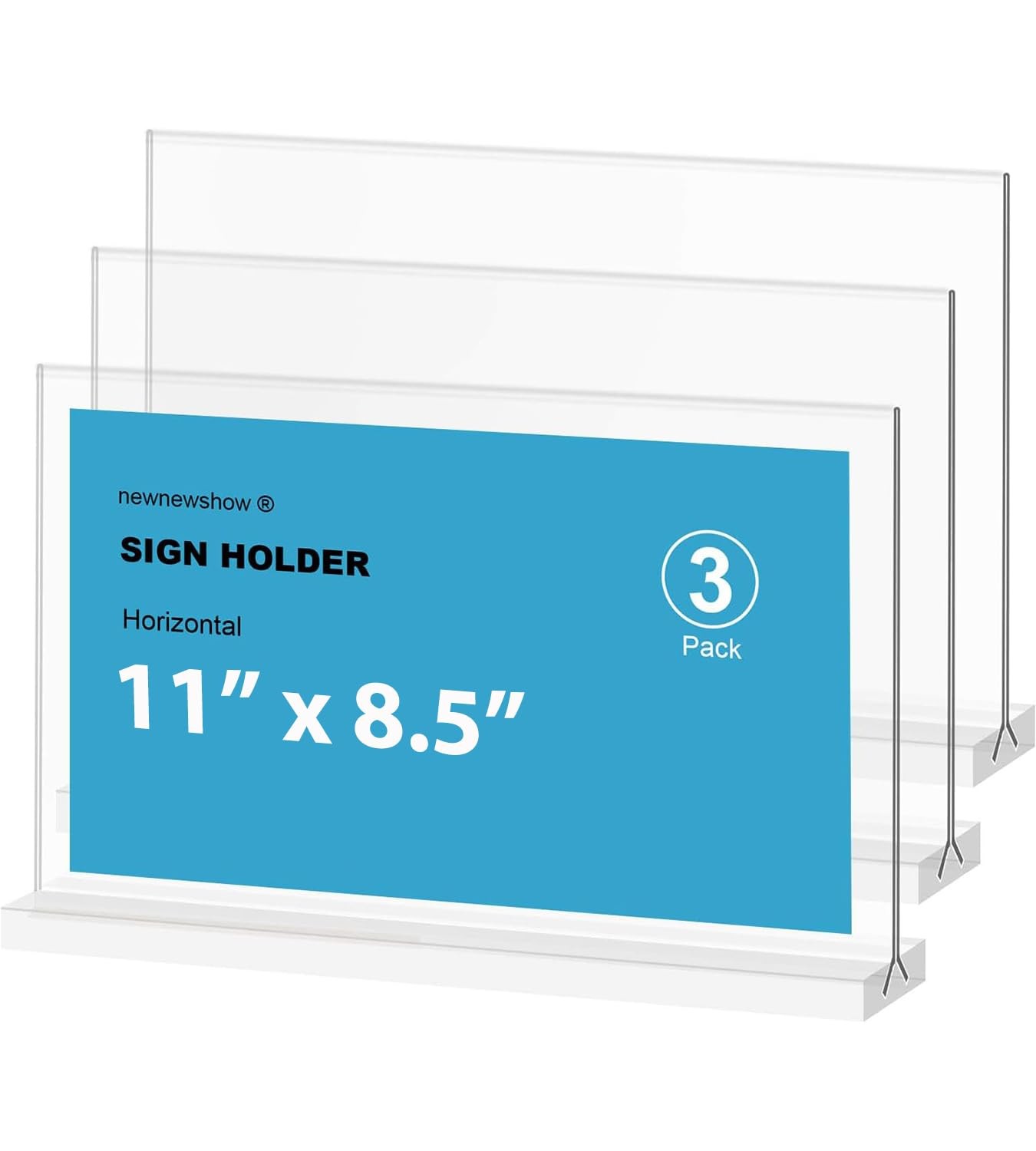 newnewshow Acrylic Sign Holder 11×8.5 Inch 3 Pack Horizontal T 3pack