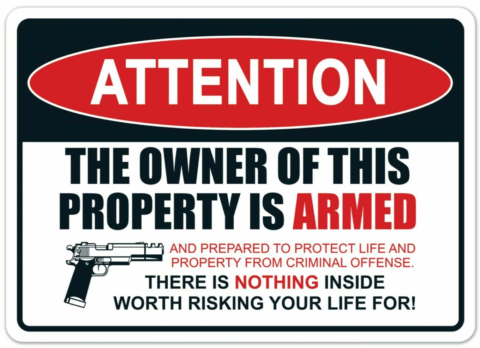 ATTENTION PROPERTY IS ARMED 18&Prime;x12&Prime; or 24&Prime;x18&Prime; YARD SIGN FREE STAKE USA TRUMP