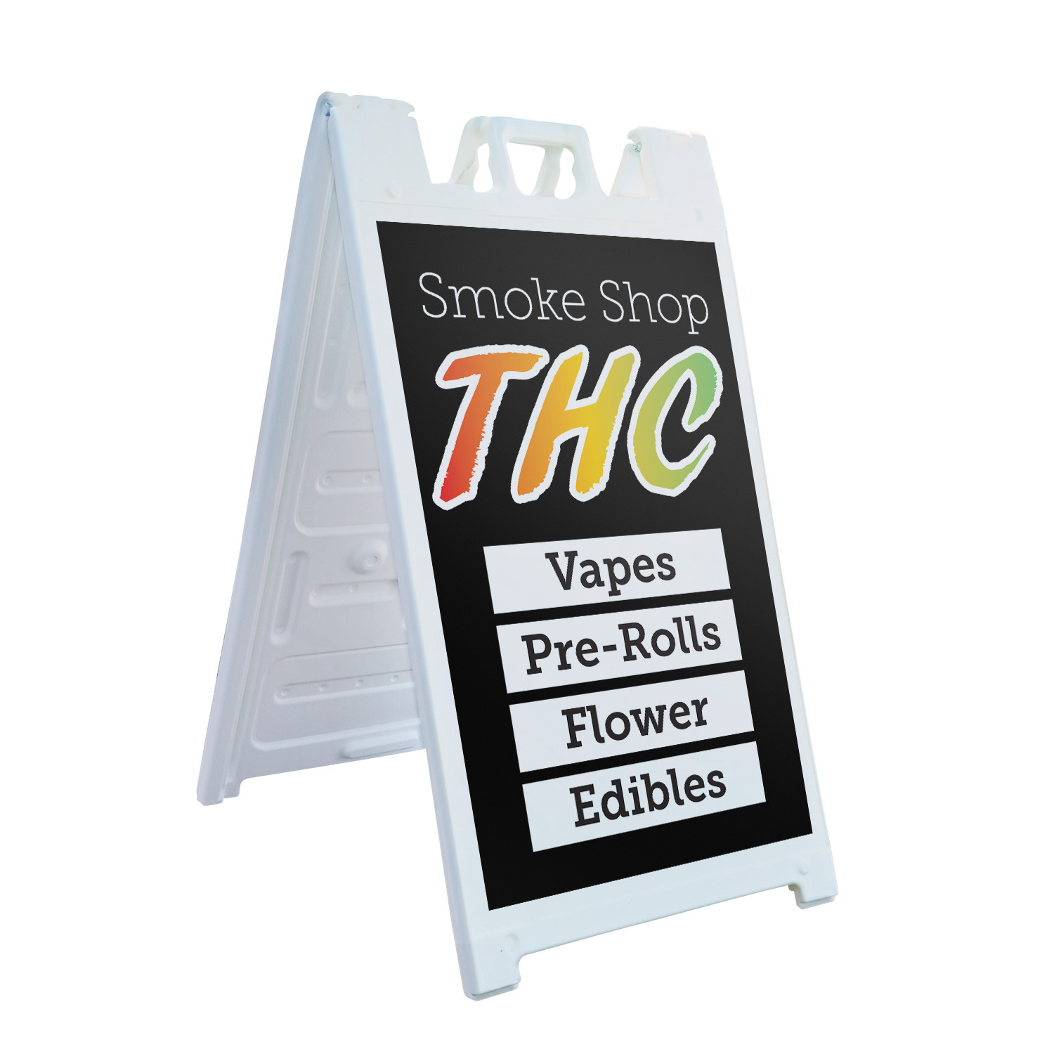 Smoke Shop THC Heavy Duty A-Frame Sidewalk Sign Alternative Wellness Herbal