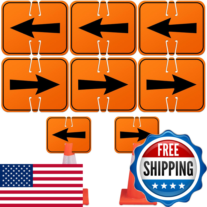 Geetery 6 Pcs Traffic Reversible Arrow Signs 12.6 X 10.4 Inch Orange Detour