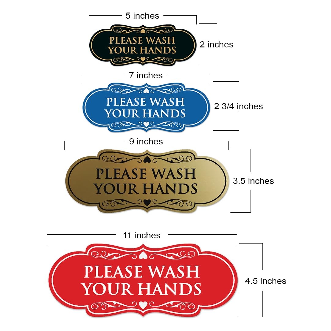Designer Please Wash Your Hands Sign – Easy Installation | Durable Wall or Do…
