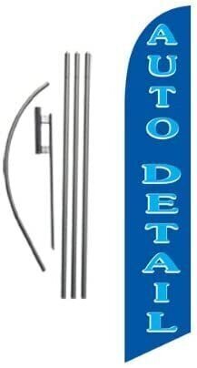 Auto Detail Feather Flag Banner Swooper Flag Kit | Car Wash Signs | Pole Kit…