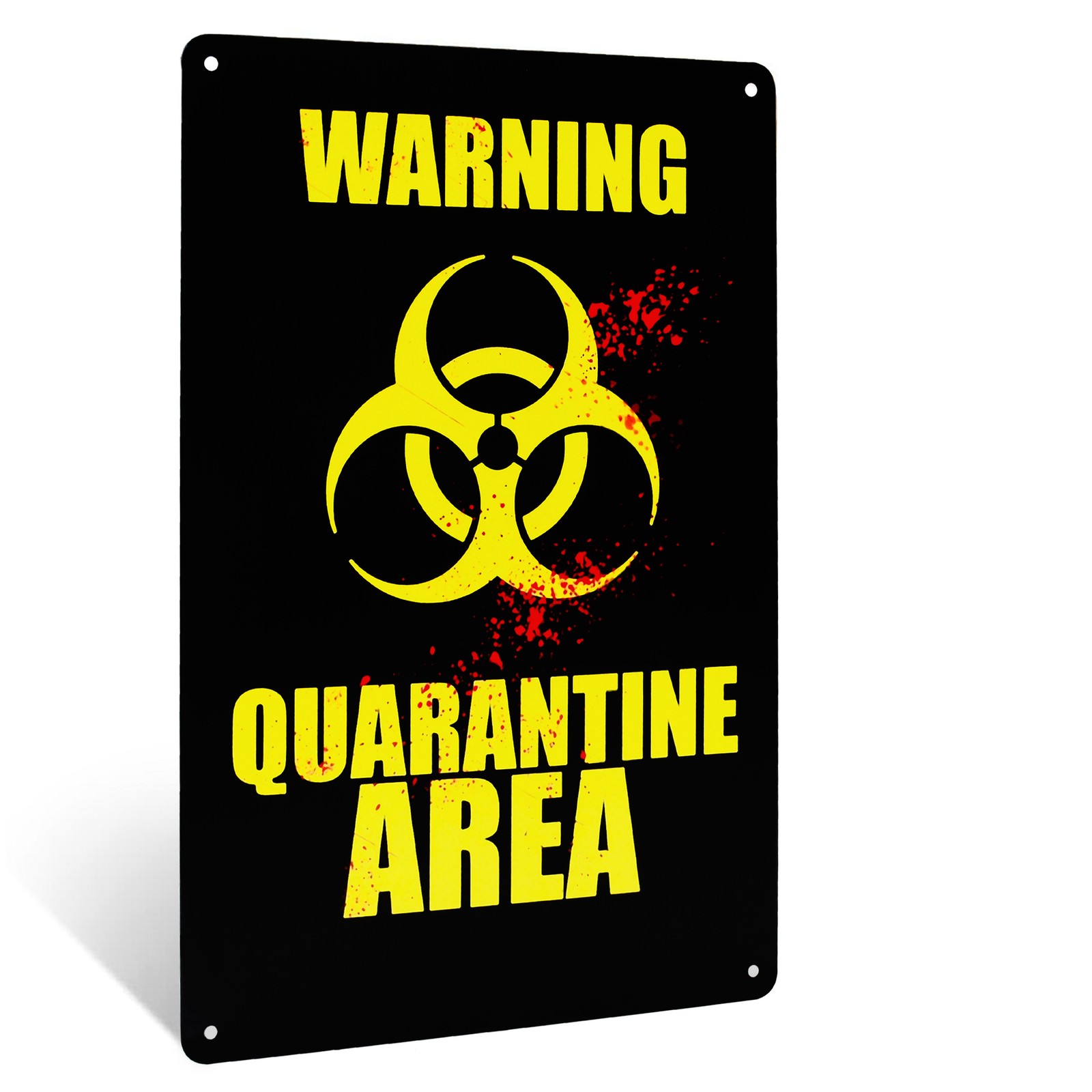 Warning Quarantine Area Metal Haunted House Wall Art Sign Halloween Decorations