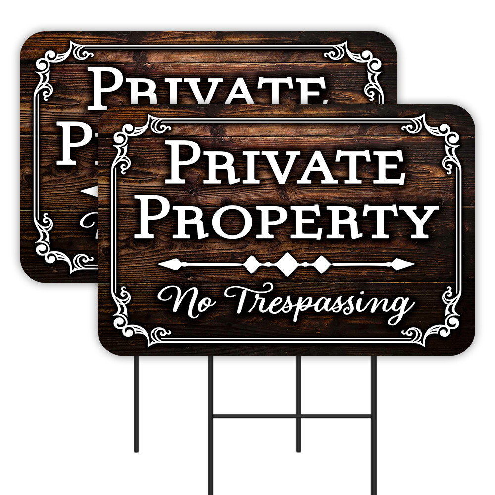 Private Property No Trespassing 2 Pack Double-Sided Yard Signs 16&Prime; x 24&Prime; with Me