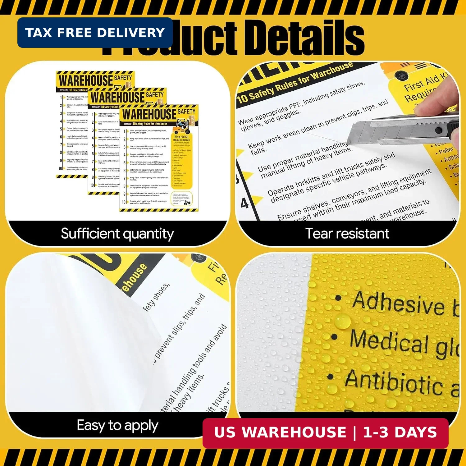 3 Pcs Workplace Safety Rules Poster – Compliant Safety Rules Poster Signs OSHA W
