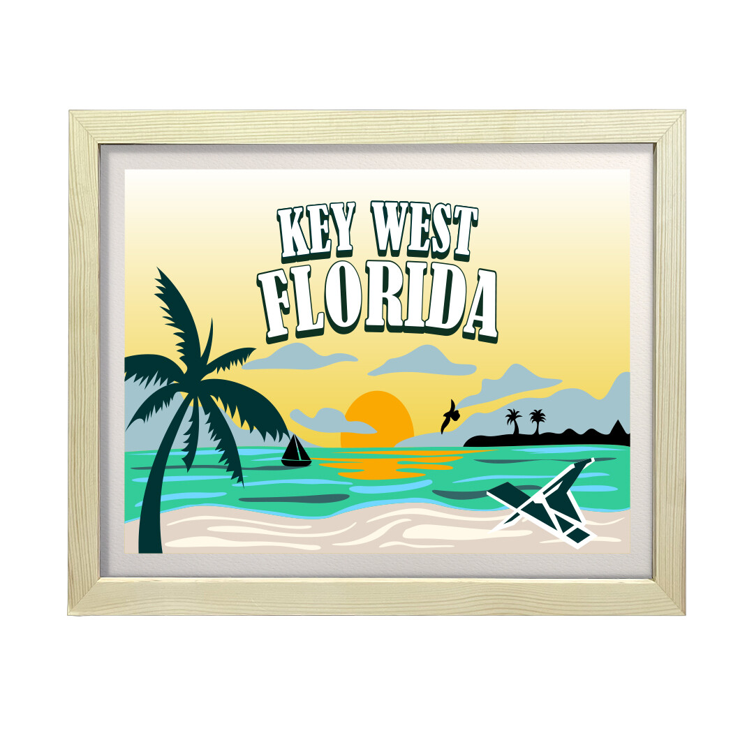 Key West Florida, Wall Print Art | Multiple Frame Options (Unframed or Framed)