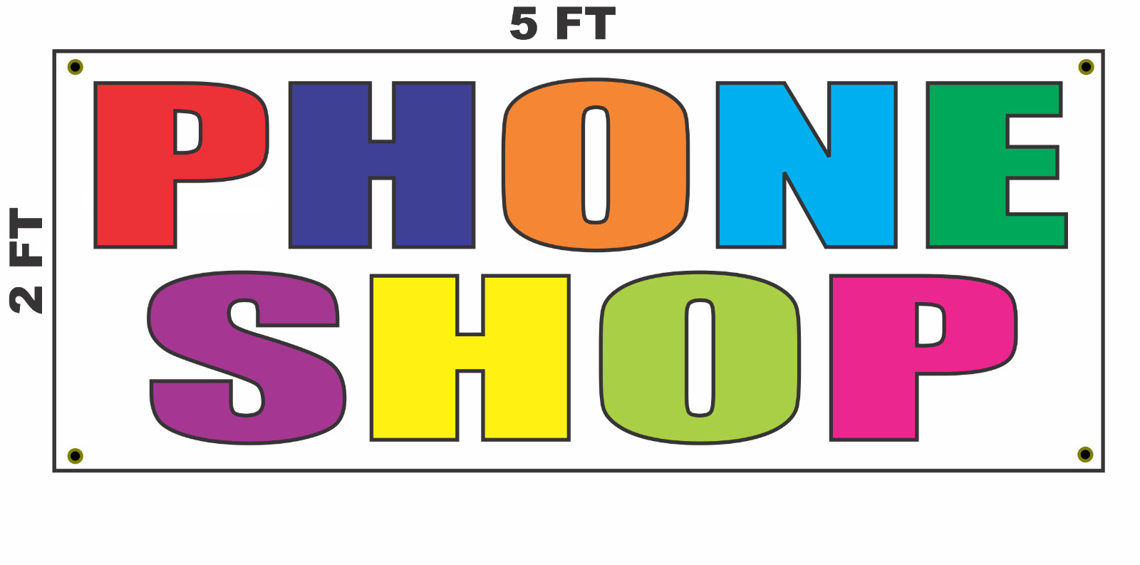 PHONE SHOP Multi-colored Banner Sign 2×5 for Gas Station Convenience Store Cell