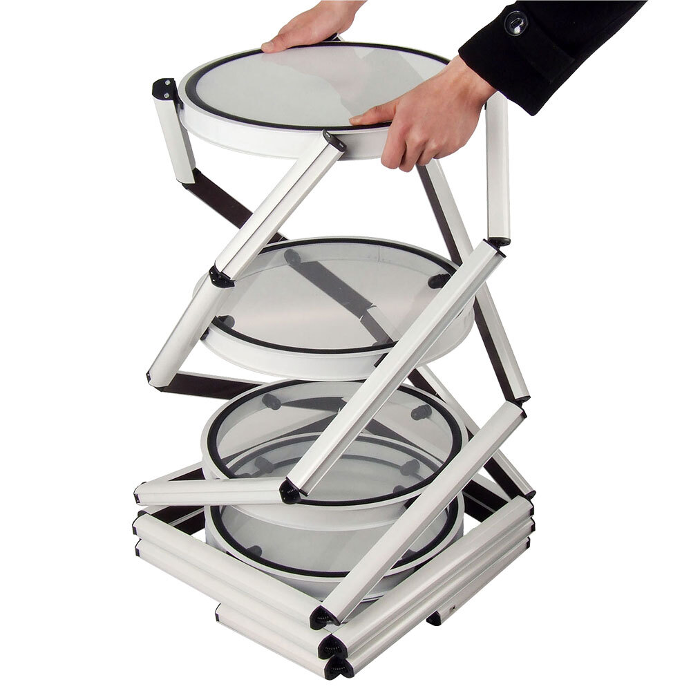 81.1in Portable Round Twist Display Counter with Top Light Clear Magnetic Panels