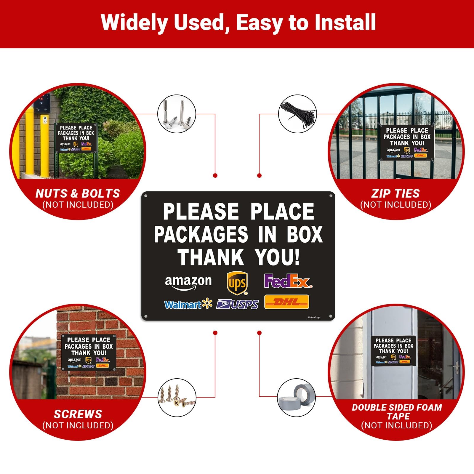 2 Pack Please Place Packages In Box Delivery Instructions Aluminum Sign 12×8 In