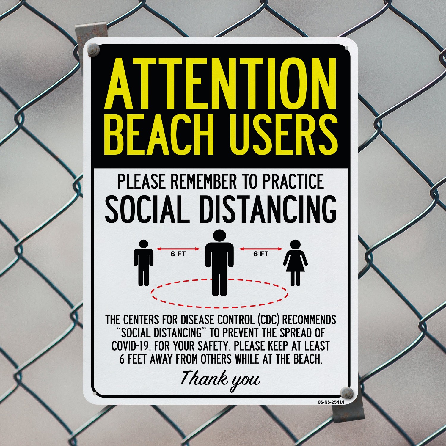 Attention Beach Users Practice Social Distancing Public Safety Sign 5/10 Pack