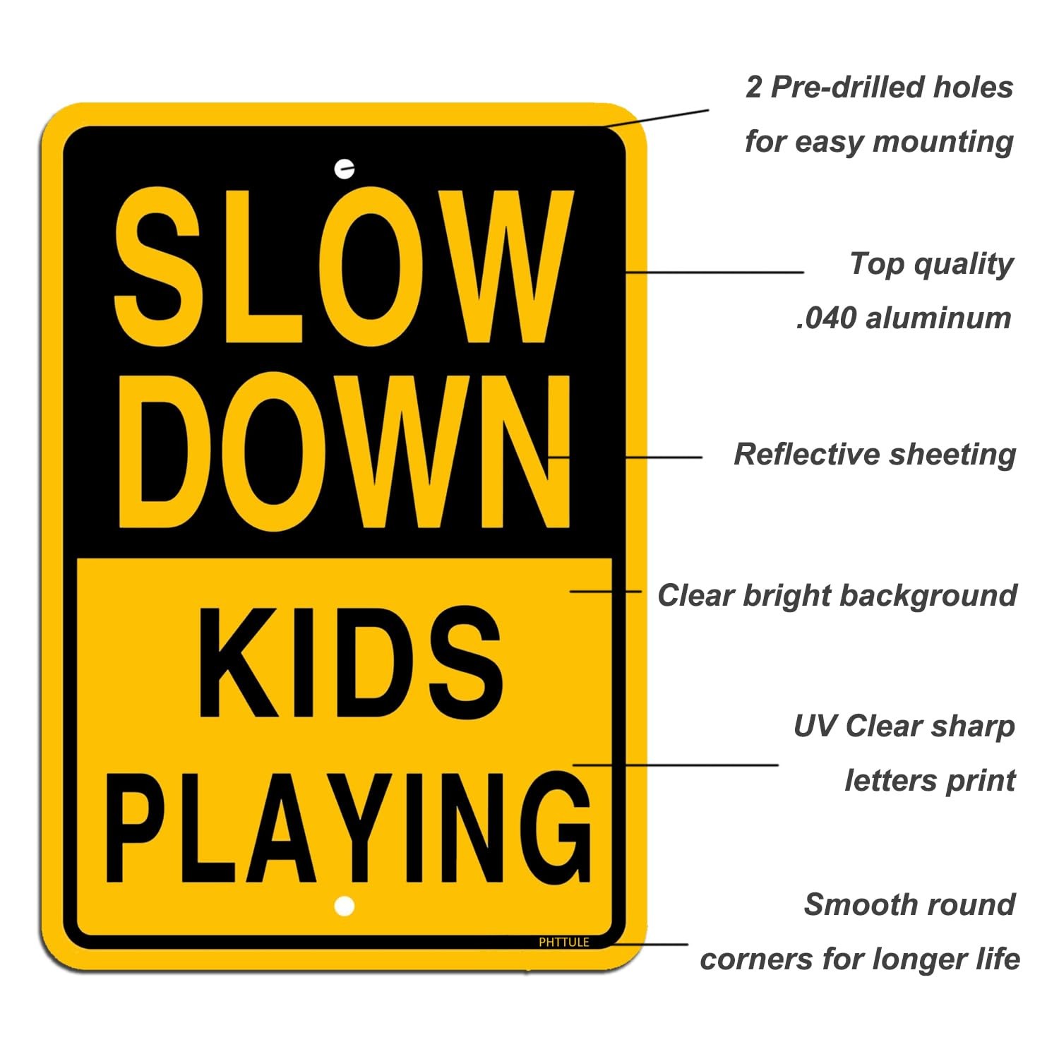 PHTTULE Slow Down Kids Playing Sign,18 x12 Inches Children at Play Sign for S…