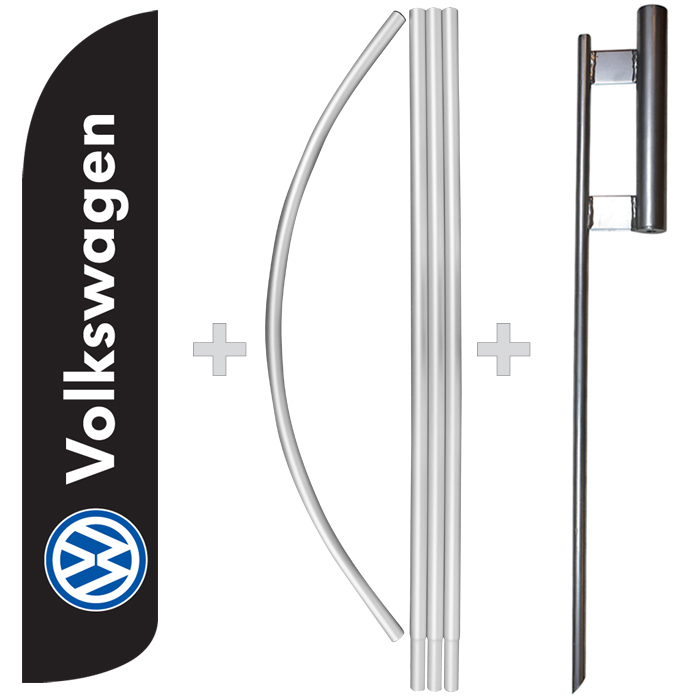 Volkswagen 15&prime; Tall Windless Swooper Feather Banner Flag & Pole Kit