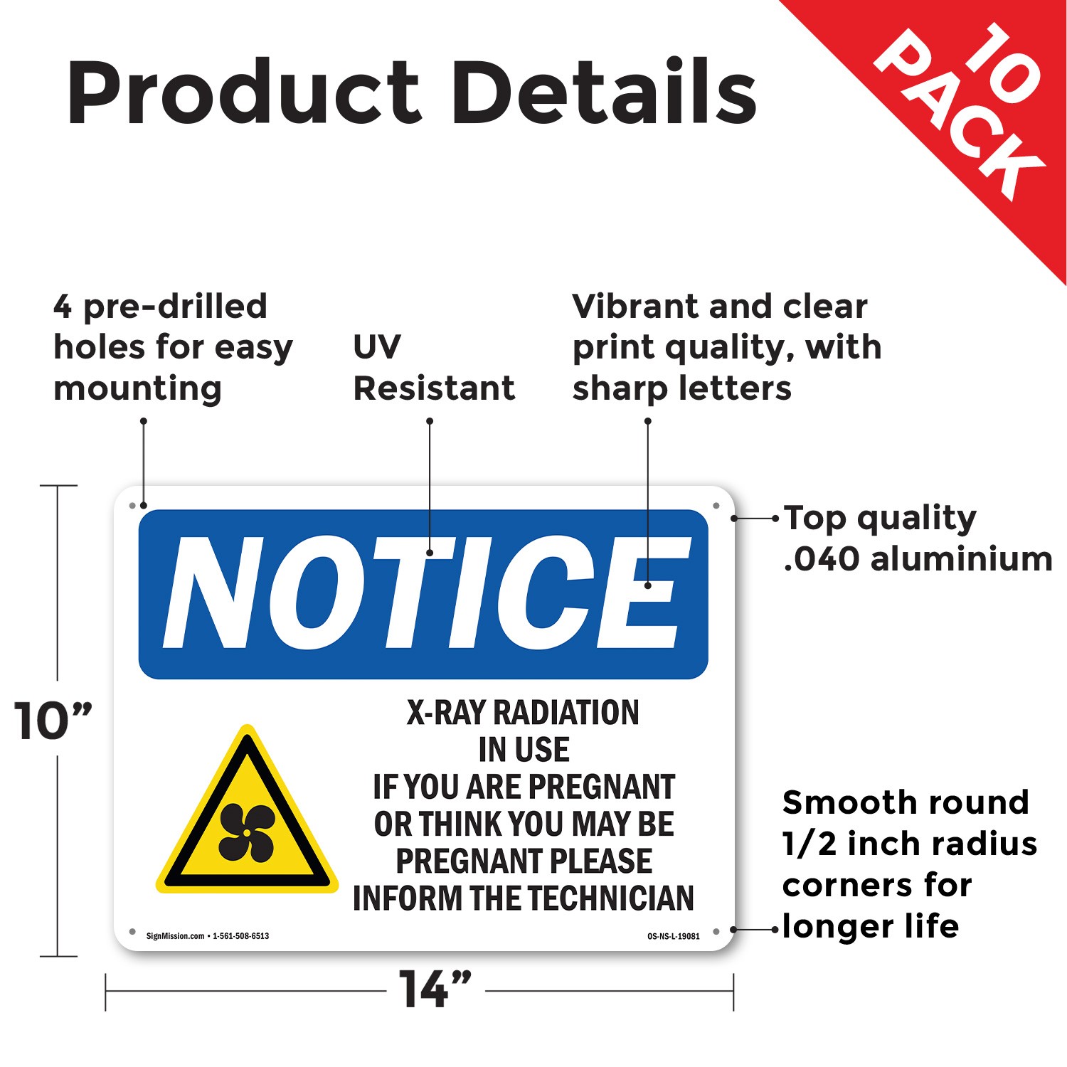 X-Ray Radiation In Use If You OSHA Notice Sign Metal Plastic, Decal 5 or 10 Pack