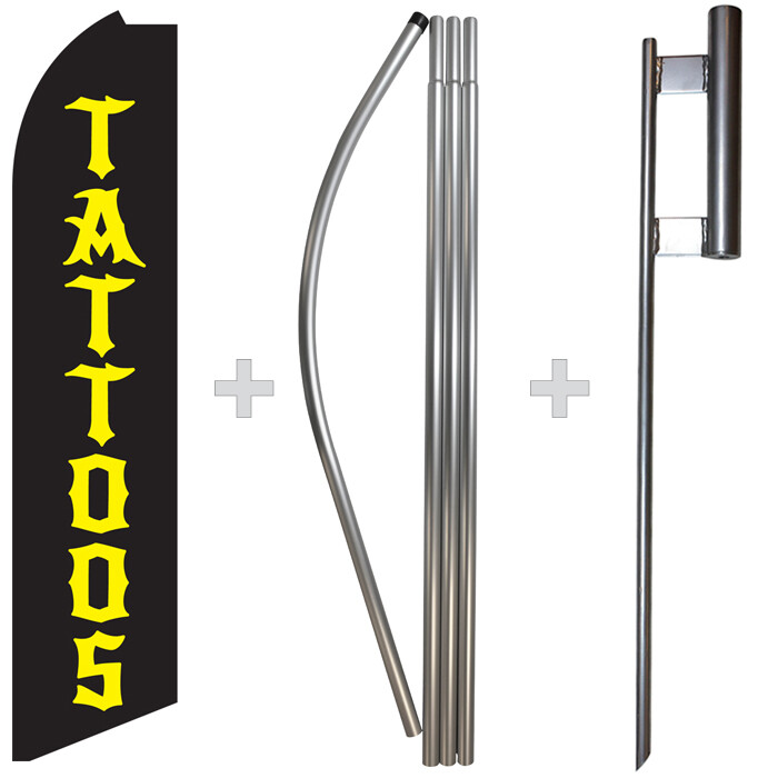 Tattoos 15&prime; Tall Swooper Flag & Pole Kit Feather Super Banner