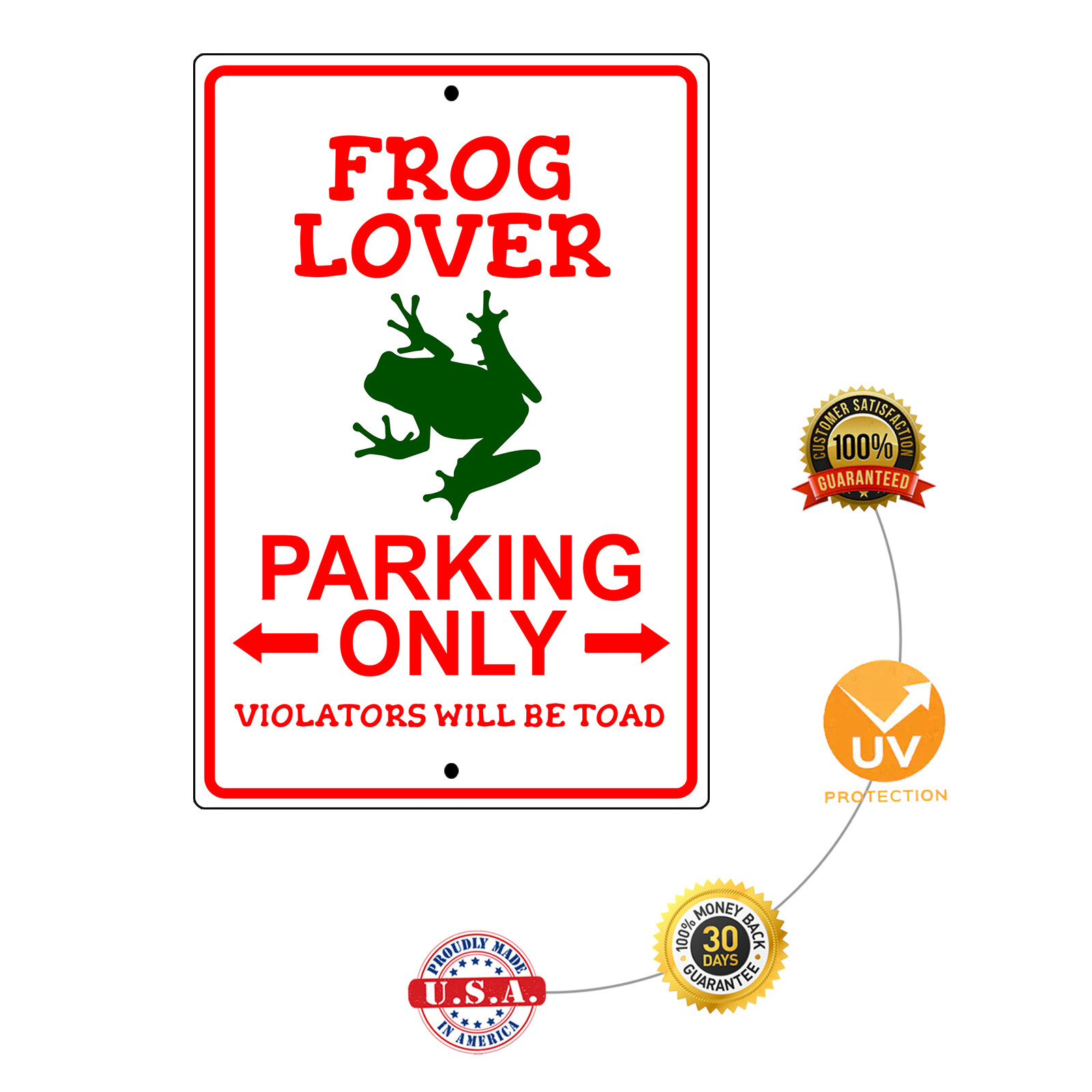 Frog Lover Parking Only Violators Will Be Toad Novelty Aluminum Metal Sign
