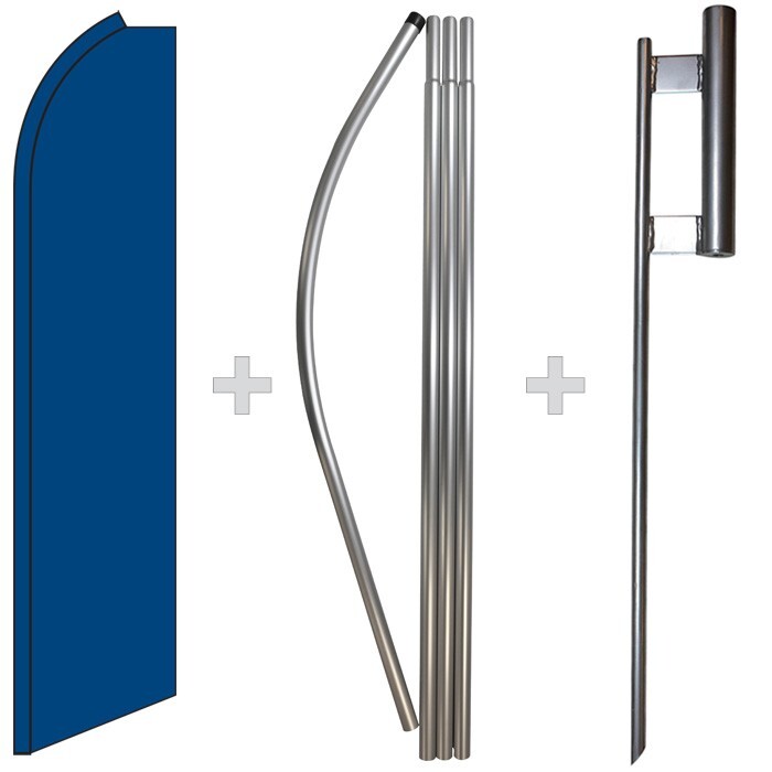 Solid Blue 15&prime; Tall Swooper Flag & Pole Kit Feather Super Bow Banner