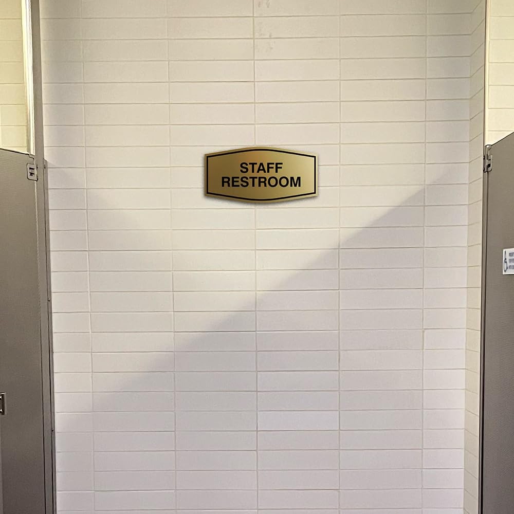 Fancy Staff Restroom Sign Black – Medium 1 Pack