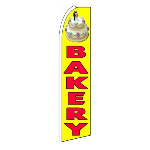 BAKERY Red 3’ Wide Flutter Advertising Swooper Feather Banner Flag Only